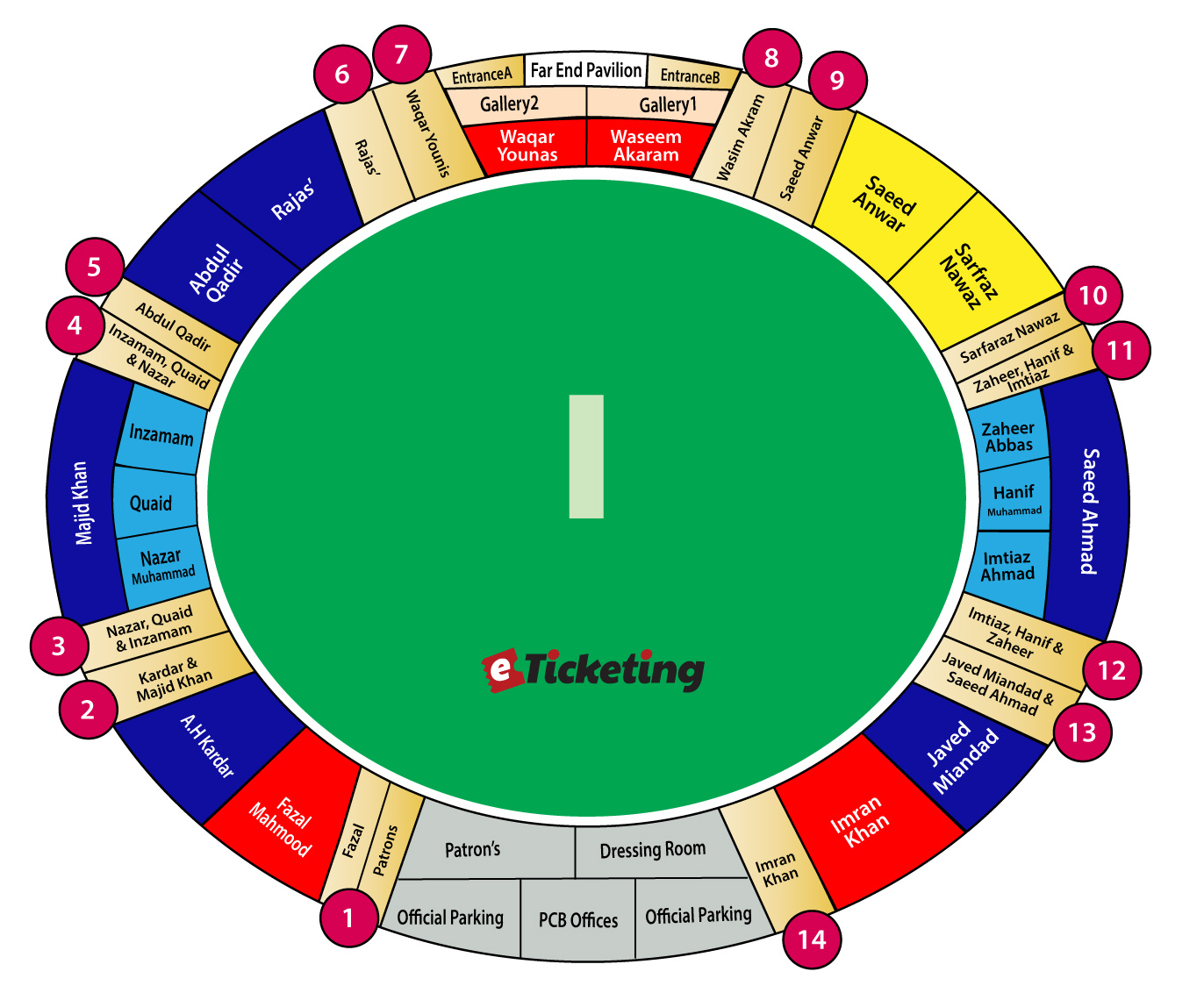 Gaddafi Stadium seating plan